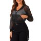 thumbnail image 4 of INSPIRE CHIC Chaqueta con Capucha para Mujer con Cremallera 2023 Moda Malla Transparente Chaquetas Bomber XS Negro, 4 of 6