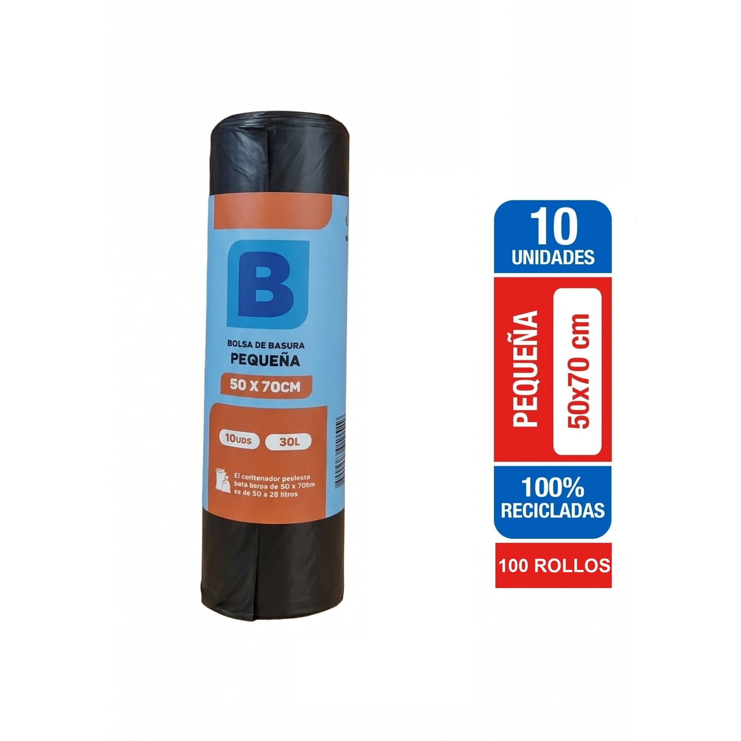 Comercial Agustín - Pack X100 Bolsa Basura Agustín Negra Rollo 50x70 10 Unid