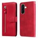 thumbnail image 2 of Funda tipo cartera para Samsung Galaxy A37 con bolsillo con cremallera y ranuras para tarjetas – Función de soporte Rojo, 2 of 5