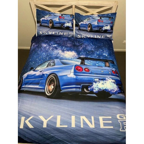 Skyline Car Printed Quilt Duvet Cover Set Bedspread Bed Linen3-Piece Bedding Set