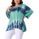 thumbnail image 4 of Agnes Orinda Camisetas de Talla Grande para Mujeres con Cuello en V, Manga 3/4, Ajuste Suelto, Blusa Casual, Camiseta de Teñido Anudado, Moderna, 4 of 6