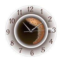 Magideal - Relojes De Pared De Taza De Café Redondos De 12 Pulgadas, Para Instalación En Cocina Modo Silencioso Rápido Movimiento De Cuarzo Preciso Calcomanía