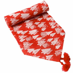 Masel - Camino Mesa Lino Navideño Arbol Rojo 1.50X35