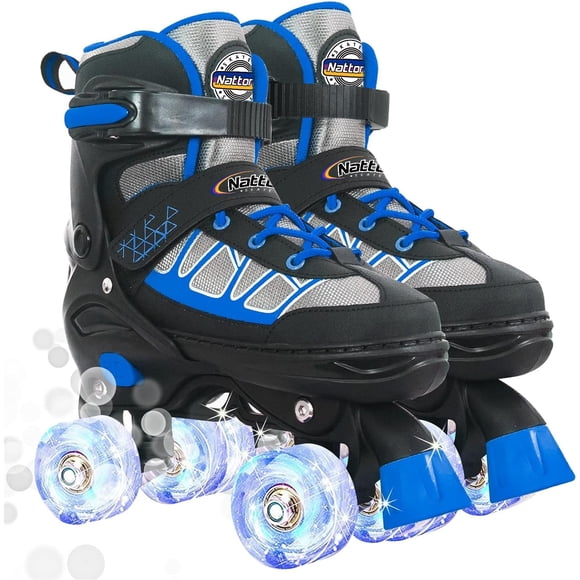 Patines Nattork para niños y niños azules con ruedas iluminadas de 6 a 12 años