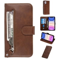 Gangxun - Funda Con Cremallera Para Iphone 11, Carcasa Cartera De Cuero Pu Con Soporte Y Tarjetero