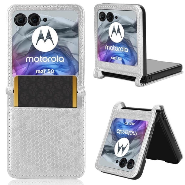 Funda Cartera Lunares Motorola Razr 60 con Tarjetero, Correa y Soporte Plata