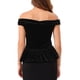 thumbnail image 3 of INSPIRE CHIC Top de Terciopelo de Noche para Mujer, Hombros Descubiertos, Cóctel, Formal, Peplum, 2XL Negro, 3 of 6