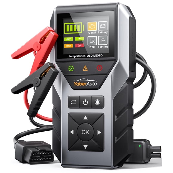Arrancador de Coche YaberAuto 6000A con Escáner OBD2 y Batería Externa