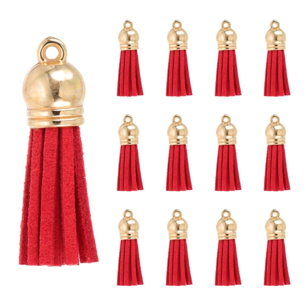 Borlas de Cuero, Encanto de Llavero de Gamuza de Cuero Sintético para Manualidades de Bricolaje Rojo
