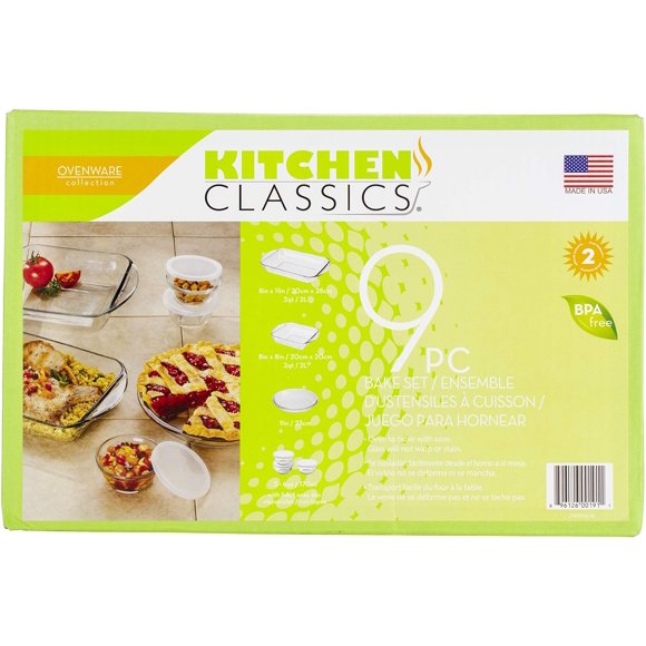 Juego de utensilios para hornear LIBRA INC Kitchen Classics, transparente, 9 piezas