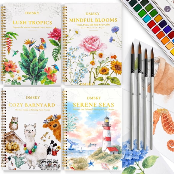 Set de 4 Cuadernos de Acuarela Dmsky 7×10 cm, 24 colores