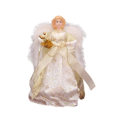 Magideal - Figura Decorativa De De Navidad, Figura De Ángel En La Copa Del , Decoración Navideña Decorativa Coleccionable, Muñeca En La Parte Superior Dorado