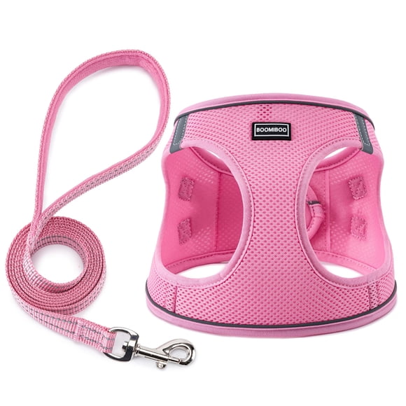 Arnés para perro BOOMIBOO tipo paso a paso rosa talla S + juego de correa