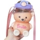 thumbnail image 1 of Botella de agua grande con forma de oso kawaii, con pajita y correa, ideal para mujeres y niñas, ideal para deportes, camping, picnic, senderismo y viajes (1400 ml, morado)., 1 of 7