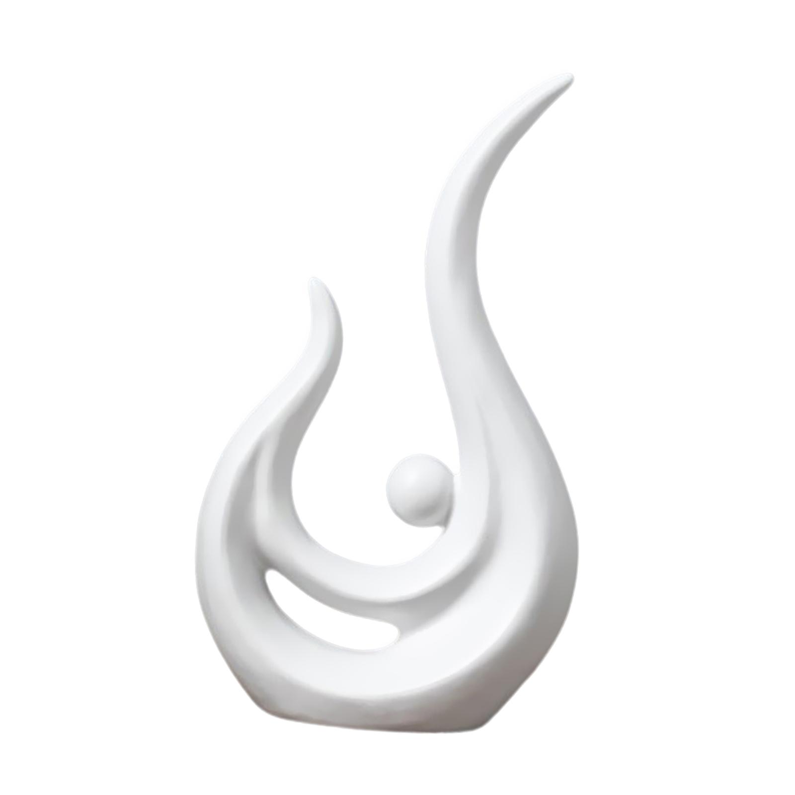 Magideal - Escultura De Estatua De Cerámica Moderna, Muebles Coleccionables, Figuritas De Abstractas Para Adorno De Oficina, Sala De Estar, Gabinete De Vin , Blanco 25Cmx14Cm
