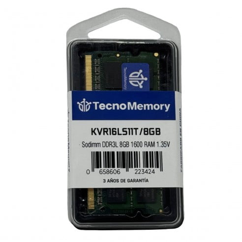 Memoria Ram Tecnomemory Sodimm Ddr3l 8gb 1600mhz 1,35v Kvr16ls11t/8gb