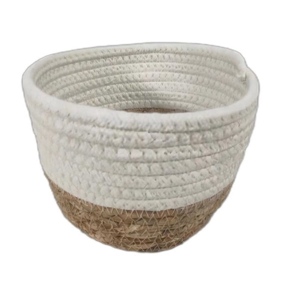 Canasto Algodón Redonda Café - Blanco 3.46 lt
