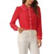 thumbnail image 4 of INSPIRE CHIC Blusa de Mujer para Regreso a Clases con Cuello Peter Pan, Manga Abullonada, Ribete en Contraste, Camisa Abotonada, Talla S, Rojo, 4 of 5
