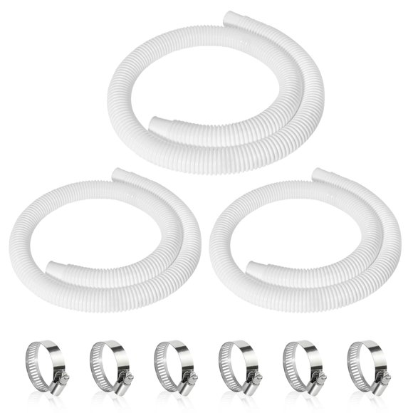 Manguera para Piscina Picatu de 1.25 cm de Diámetro y 150 cm de Largo, Paquete con 3 Piezas y Abrazaderas