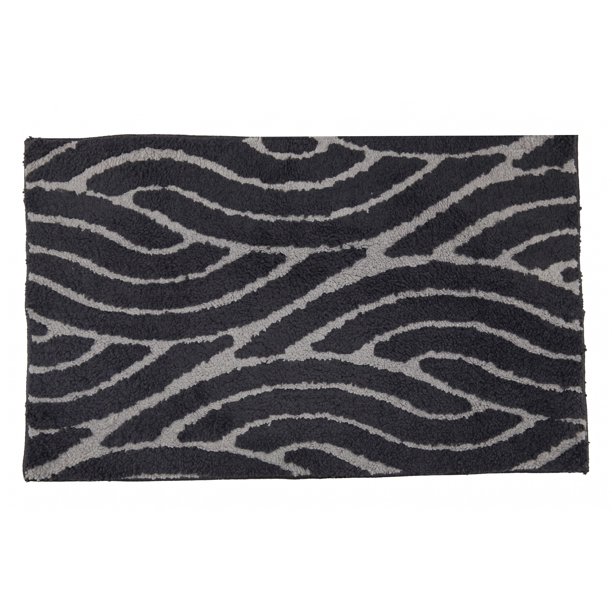 REGALWOVEN Alfombra de baño geométrica - Alfombra de baño de felpa con textura 3D, microfibra ultra suave y absorbente, lavable a máquina, gris 32" x 20"