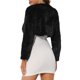 thumbnail image 3 of INSPIRE CHIC Chaqueta corta de bolero de piel sintética para mujer con lazo delantero esponjoso para la noche L Negro, 3 of 6