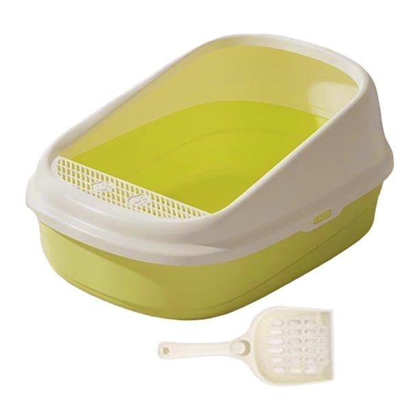 Caja de Arena para Gatos, Caja de Arena para Gatos, Arenero para Gatos, Fácil Limpieza con Pala, Lados Altos, Cuña Fácil de Transportar, Caja para Tod XL verde