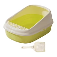 Magideal - Caja De Arena Para Gatos, Caja De Arena Para Gatos, Arenero Para Gatos, Fácil Limpieza Con Pala, Lados Altos, Cuña Fácil De Transportar, Caja Para Tod Xl Verde