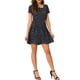 thumbnail image 5 of Vestido de Fiesta de Línea A con Estampado Cuadrado y Manga Corta para Mujer de INSPIRE CHIC L Azul-Estrellas, 5 of 8