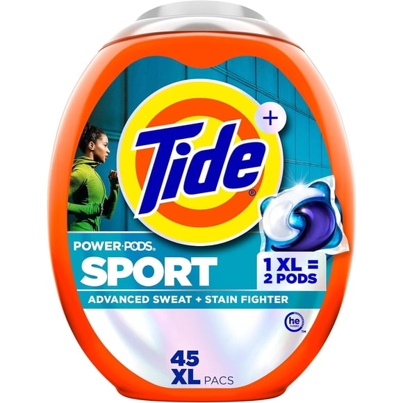 Tide Power Pods Sport Detergente para Ropa, 45 Cápsulas