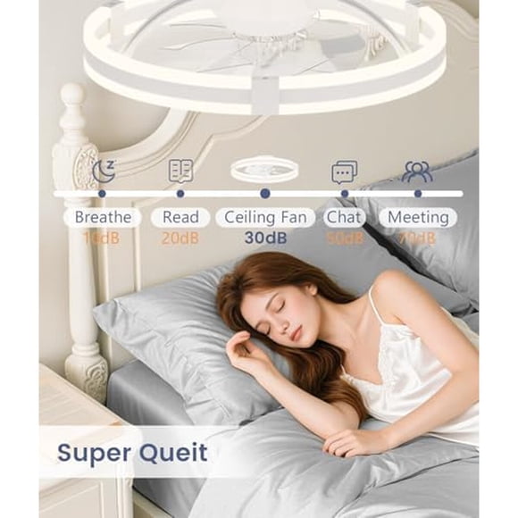 Ventilador de techo VOLISUN 19.7 in LED, 6 velocidades y control remoto