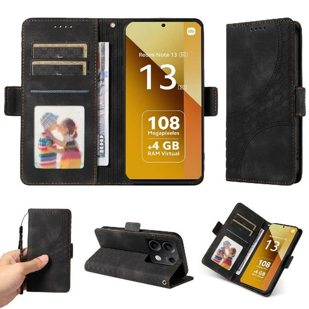 Carcasa FOXDOCK Xiaomi Redmi Note 13 5G de cuero PU, diseño acolchado clásico, protección contra caídas y rayones