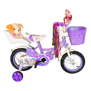 Vipnetwork - Bicicleta Aro 12 Infantil Con Peluchero Lila Shengdi