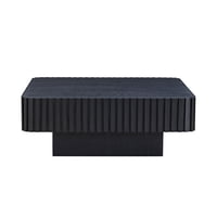 M&Ms - 35.43 Inch Modern Handcraft Drum Coffee Table Square Coffee Table For Living Room,Small Wooden Coffee Table With Sturdy Mdf Pedesta,Black W2582P360250