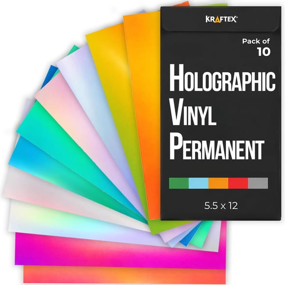 Vinilo Kraftex 14x30 cm Pack de 10 Hojas Holográficas Permanentes