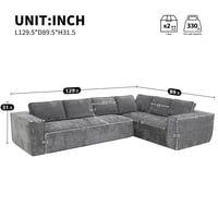 M&Ms - [Video+New]129.5"" Minimalist Style Modular Sectional Sofa,6 Seat Wrinkle-Resistant Chenille Couch Set,2 Pc Free Combination,Modern L-Shaped Cloud Sofa Set For Living Room,No Assembly Require,3 Colors