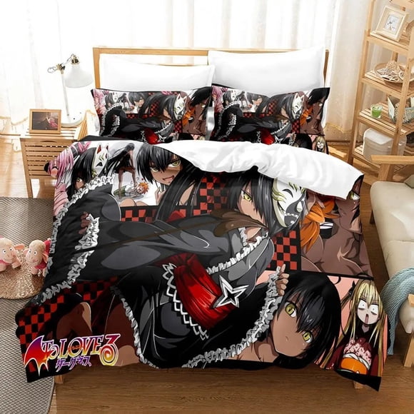 New To Love Ru Bedding Set Cartoon Anime two & three-piece set Adult Kid Bedroom Duvet cover Sets Kawaii Anime Girls Bed Sheets