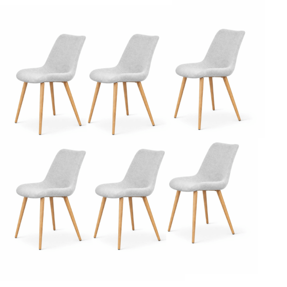 Pack De Silla Arpi Lino Wood - Gris - 6 Sillas