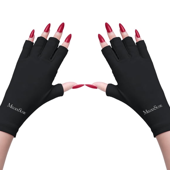 Guantes UV Shield MelodySusie para lámpara de uñas de gel UPF50+, color negro