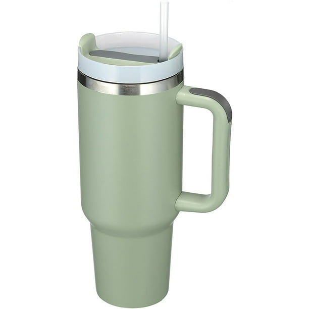 Vaso Térmico 1,4lts Con Asa, Termo Al Vacío De Acero Inoxidable Con Pajita, Para Mantener Agua, Té, Vino, Café Frío Y Caliente (verdes)