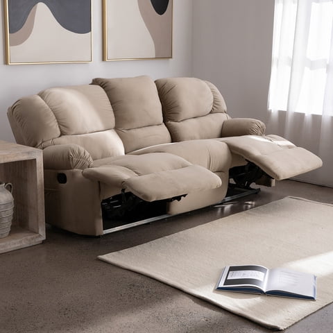 Latam Home - Bergere Perugia Reclinable 3 Cuerpos Tela Velvet Beige