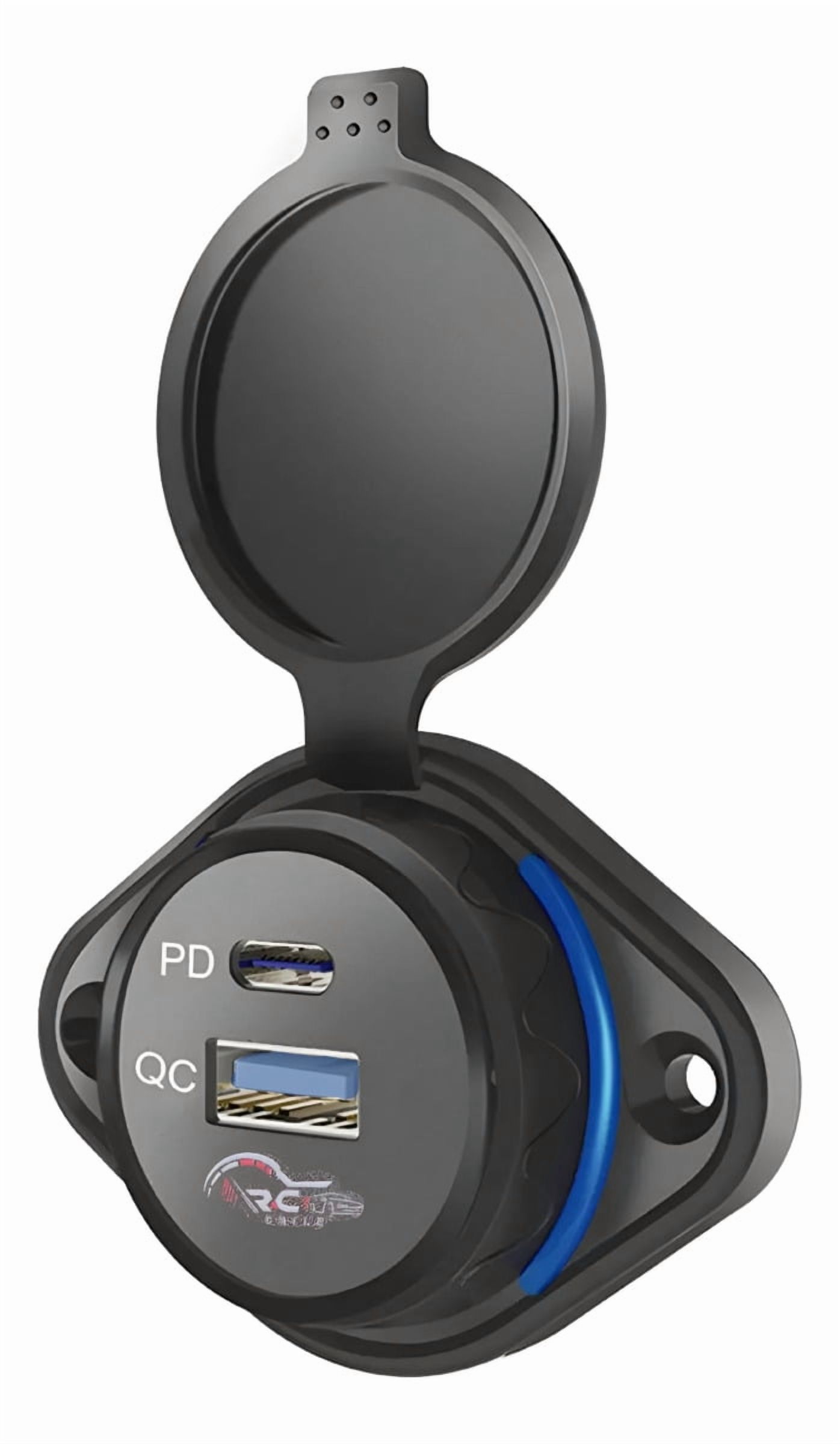 Ryc - Cargador Carga Rápida 1 Usb 1 Type C 12-24V Sobrepuesto Luz Azul 1865