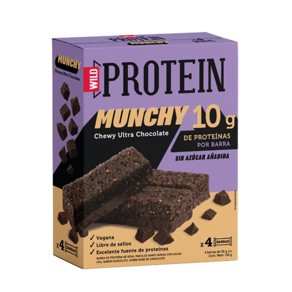 Barra Proteína Munchy Ultra Chocolate 4 Un, 120 g