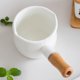 thumbnail image 4 of Cazo para Leche FYUEROPA 500 ml Blanco con Esmalte y Mango de Madera, 4 of 5