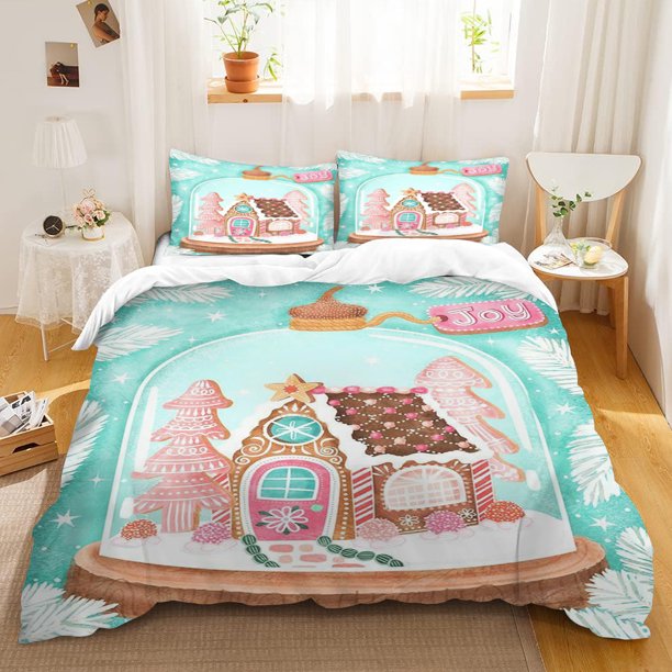 v1422 Bed Sheets Christmas Gift pattern Cartoon Anime Quilt Duvet Cover Set Comforter King Size Bedding Grade A Printed Queen Twin Children Gift 3-Piece Bedding Set (1 Duvet Cover + 2 Pillow Shams) Be