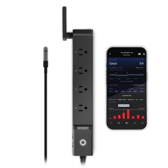 AC Infinity Outlet AI, controlador de entorno, regleta WiFi inteligente, temperatura y humedad de do