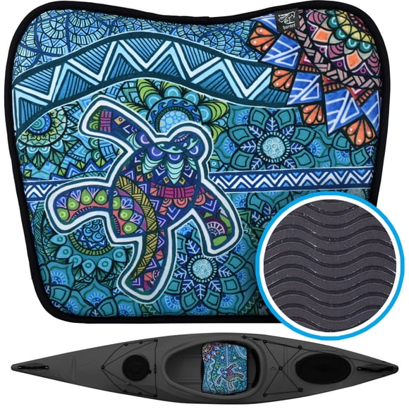 Cojín de asiento para kayak Hornet Watersports con diseño de tortuga