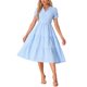 thumbnail image 1 of INSPIRE CHIC Vestido Midi de Cuadros para Mujer con Cuello en V, Manga Corta, Vestido de Verano con Volantes y Detalle de Botones Azul XS, 1 of 6