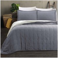 Top Lucky - Cubrecama De Algodon King Liso Gris