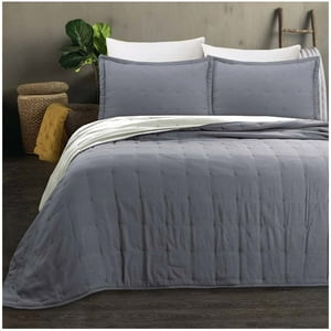 Top Lucky - Cubrecama De Algodon King Liso Gris