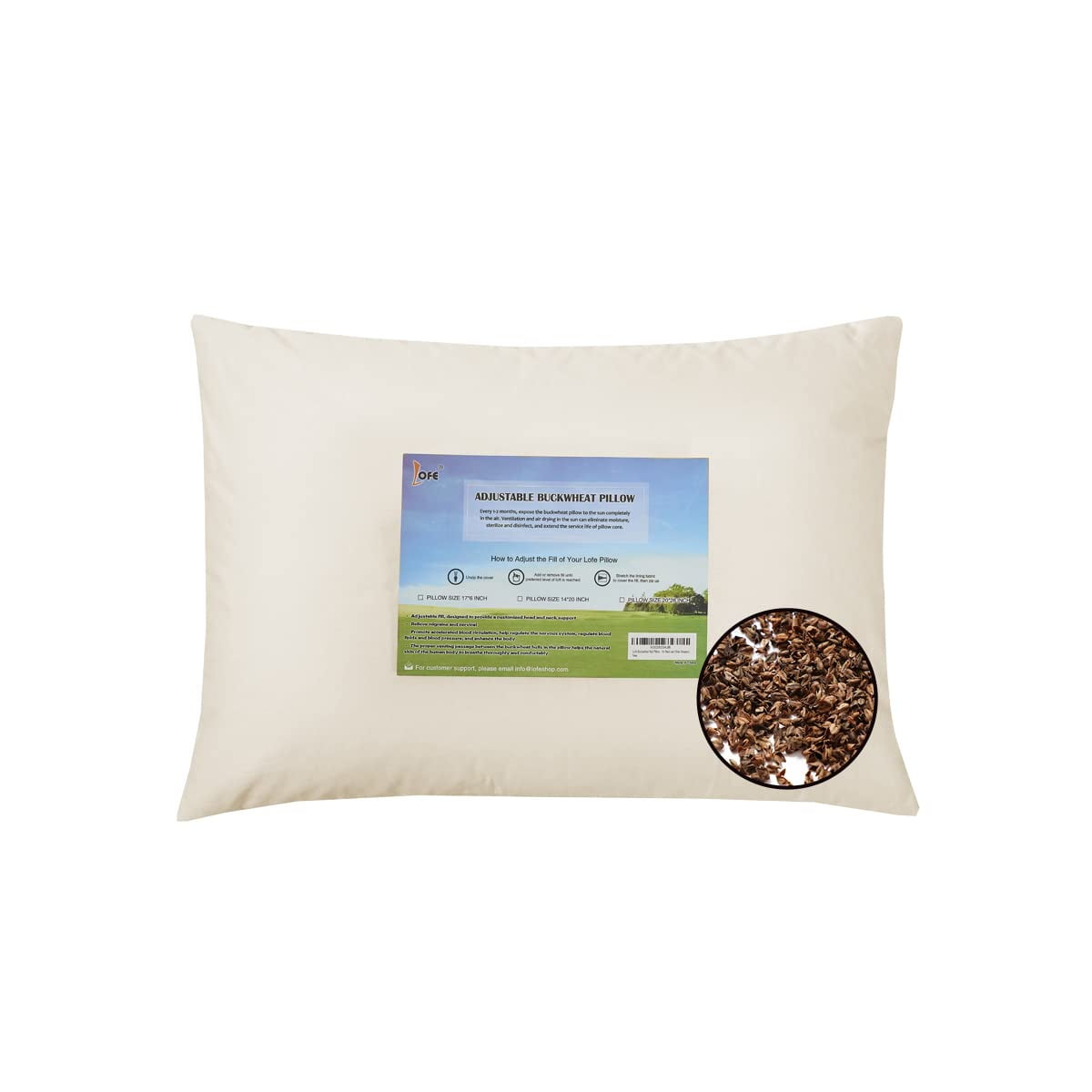 Almohada De Trigo Sarraceno Lofe Organic Tamaño Queen Con Loft Ajustable